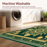 Ultra Soft Area Rug, Non Slip, Stain Resistant, Washable Area Rugs for Living Room, Bedroom, with Ornate(Green)