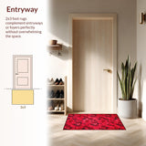 Ultra Soft Area Rug, Non Slip, Stain Resistant, Washable Area Rugs for Living Room, Bedroom, Sleek Minimalist Petal Design(Red)