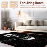 Ultra Soft Area Rug, Non Slip, Stain Resistant, Washable Area Rugs for Living Room, Bedroom, Elegant Witchcraft Inspired Mat(Black)