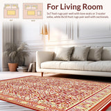 Ultra Soft Area Rug, Non Slip, Stain Resistant, Washable Area Rugs for Living Room, Bedroom, Trellis Red/Beige Square Area(Red)
