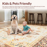Ultra Soft Area Rug, Non Slip, Stain Resistant, Washable Area Rugs for Living Room, Bedroom, Modern Boho Area with Artistic Medallion and Geometric Harmony(Ivory)
