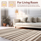 Ultra Soft Area Rug, Non Slip, Stain Resistant, Washable Area Rugs for Living Room, Bedroom, Stylish Contemporary Checkerboard Style(Brown)