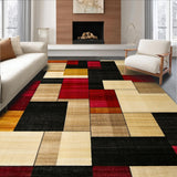 Ultra Soft Area Rug, Non Slip, Stain Resistant, Washable Area Rugs for Living Room, Bedroom, Vibrant Modern Patchwork Aesthetic(Beige)