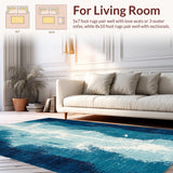 Ultra Soft Area Rug, Non Slip, Stain Resistant, Washable Area Rugs for Living Room, Bedroom, Summer Surf Board Wave Art Fluid Motion Pattern Minimalist Fish Forms(Blue)