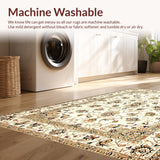 Ultra Soft Area Rug, Non Slip, Stain Resistant, Washable Area Rugs for Living Room, Bedroom, Rustic Distressed Botanical Elegance(Beige)