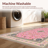 Ultra Soft Area Rug, Non Slip, Stain Resistant, Washable Area Rugs for Living Room, Bedroom, Elegant Floral Patterned Ensemble(Pink)
