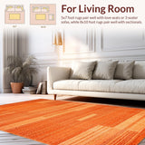 Ultra Soft Area Rug, Non Slip, Stain Resistant, Washable Area Rugs for Living Room, Bedroom, Sleek Modern Warm Palette(Orange)