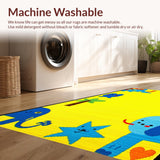 Ultra Soft Area Rug, Non Slip, Stain Resistant, Washable Area Rugs for Living Room, Bedroom, Playful Cartoon Animal Mosaic(Yellow)