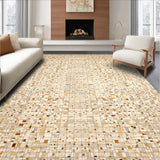 Artisan Inspired Area with Beige and Brown Abstract Gridline Design(Beige)