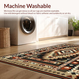 Ultra Soft Area Rug, Non Slip, Stain Resistant, Washable Area Rugs for Living Room, Bedroom, Bold Aztec Inspired Graphic(Brown)