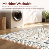 Ultra Soft Area Rug, Non Slip, Stain Resistant, Washable Area Rugs for Living Room, Bedroom, Trendy Soft Curvilinear Shapes(Beige)