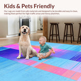 Ultra Soft Area Rug, Non Slip, Stain Resistant, Washable Area Rugs for Living Room, Bedroom, Vibrant Modern Swirling Patterns(Blue)