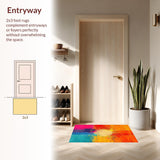Ultra Soft Area Rug, Non Slip, Stain Resistant, Washable Area Rugs for Living Room, Bedroom, Vibrant Contemporary Splash Aesthetic(Orange)