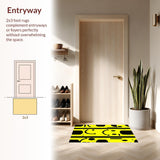 Ultra Soft Area Rug, Non Slip, Stain Resistant, Washable Area Rugs for Living Room, Bedroom, Eclectic Y2K Graphic Statement(Yellow)