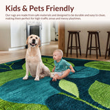 Ultra Soft Area Rug, Non Slip, Stain Resistant, Washable Area Rugs for Living Room, Bedroom, Rustic Organic Leaf Patterned Charm(Green)