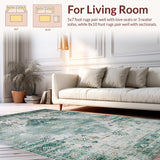 Ultra Soft Area Rug, Non Slip, Stain Resistant, Washable Area Rugs for Living Room, Bedroom, Vintage Inspired Distressed Aesthetic(Gray)