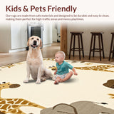 Ultra Soft Area Rug, Non Slip, Stain Resistant, Washable Area Rugs for Living Room, Bedroom, Serene Neutral Tones with Animal Art(Beige)