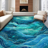 Ultra Soft Area Rug, Non Slip, Stain Resistant, Washable Area Rugs for Living Room, Bedroom, 3D Octopus Illusion Rug Runner Nautical Ocean Depths Graphic Printed Mat(Blue)