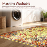 Ultra Soft Area Rug, Non Slip, Stain Resistant, Washable Area Rugs for Living Room, Bedroom, Contemporary Bright Floral Delight(Gold)
