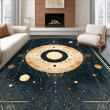 Ultra Soft Area Rug, Non Slip, Stain Resistant, Washable Area Rugs for Living Room, Bedroom, Celestial Ethnic Starry Motif(Gold)