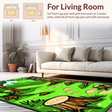 Ultra Soft Area Rug, Non Slip, Stain Resistant, Washable Area Rugs for Living Room, Bedroom, Playful Camping Adventure Scene(Green)