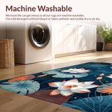 Ultra Soft Area Rug, Non Slip, Stain Resistant, Washable Area Rugs for Living Room, Bedroom, Modern Tropical Abstract Design(Blue)