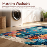 Ultra Soft Area Rug, Non Slip, Stain Resistant, Washable Area Rugs for Living Room, Bedroom, Toddler Playroom Ocean Adventure Alphabet Shape Area Rug(Blue)
