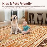 Ultra Soft Area Rug, Non Slip, Stain Resistant, Washable Area Rugs for Living Room, Bedroom, Rustic Warm Toned Braided Runner(Orange)