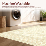 Ultra Soft Area Rug, Non Slip, Stain Resistant, Washable Area Rugs for Living Room, Bedroom, Ornate Traditional Area Featuring Geometric Shapes and Subtle Hues(Beige)