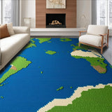 Ultra Soft Area Rug, Non Slip, Stain Resistant, Washable Area Rugs for Living Room, Bedroom, Vibrant Satellite World Map Design(Blue)