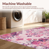 Ultra Soft Area Rug, Non Slip, Stain Resistant, Washable Area Rugs for Living Room, Bedroom, Contemporary Vibrant Nature Scene(Pink)