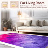 Ultra Soft Area Rug, Non Slip, Stain Resistant, Washable Area Rugs for Living Room, Bedroom, Chic Ombre Starburst Illusion(Purple)
