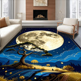 Ultra Soft Area Rug, Non Slip, Stain Resistant, Washable Area Rugs for Living Room, Bedroom, Vibrant Moonlit Nature Scene(Gold)
