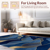 Ultra Soft Area Rug, Non Slip, Stain Resistant, Washable Area Rugs for Living Room, Bedroom, Rustic Soft Organic Forms(Blue)