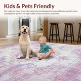 Ultra Soft Area Rug, Non Slip, Stain Resistant, Washable Area Rugs for Living Room, Bedroom, Modern Soft Color Block Pattern(Purple)