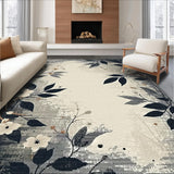 Ultra Soft Area Rug, Non Slip, Stain Resistant, Washable Area Rugs for Living Room, Bedroom, Chic Black Floral Motif(Gray)