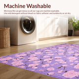 Ultra Soft Area Rug, Non Slip, Stain Resistant, Washable Area Rugs for Living Room, Bedroom, Youthful Elegant Bloom Pattern(Purple)