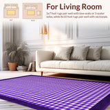 Ultra Soft Area Rug, Non Slip, Stain Resistant, Washable Area Rugs for Living Room, Bedroom, Dynamic Curvilinear Checkerboard Style(Purple)
