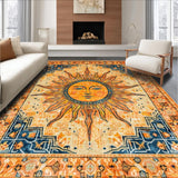 Ultra Soft Area Rug, Non Slip, Stain Resistant, Washable Area Rugs for Living Room, Bedroom, Dynamic Bright Sunray Illustration(Orange)