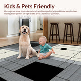 Ultra Soft Area Rug, Non Slip, Stain Resistant, Washable Area Rugs for Living Room, Bedroom, Bold Minimalist Tiled Aesthetic(Gray)