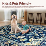 Ultra Soft Area Rug, Non Slip, Stain Resistant, Washable Area Rugs for Living Room, Bedroom, Luxurious Vintage Patterned Tapestry(Blue)