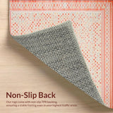 Ultra Soft Area Rug, Non Slip, Stain Resistant, Washable Area Rugs for Living Room, Bedroom, Modern Beige and Coral Diamond Trellis(Red)