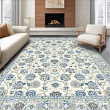 Ultra Soft Area Rug, Non Slip, Stain Resistant, Washable Area Rugs for Living Room, Bedroom, Chic Transitional Garden Elements(Ivory)