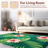 Ultra Soft Area Rug, Non Slip, Stain Resistant, Washable Area Rugs for Living Room, Bedroom, Bright Multicolor Floral Composition(Green)
