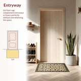 Ultra Soft Area Rug, Non Slip, Stain Resistant, Washable Area Rugs for Living Room, Bedroom, Classic Earth Tones with Insects(Beige)