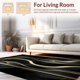 Luxurious Black Gold Geometric Waves(Black)