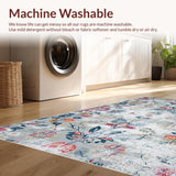 Ultra Soft Area Rug, Non Slip, Stain Resistant, Washable Area Rugs for Living Room, Bedroom, Artistic Faded Floral Composition(Gray)