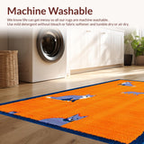 Ultra Soft Area Rug, Non Slip, Stain Resistant, Washable Area Rugs for Living Room, Bedroom, Brightly Colored Animal Fantasy Art(Orange)