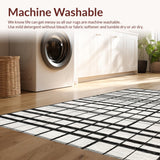 Ultra Soft Area Rug, Non Slip, Stain Resistant, Washable Area Rugs for Living Room, Bedroom, Sleek Dual Tone Striped Rug with Alternating Black and White Bands(Black)