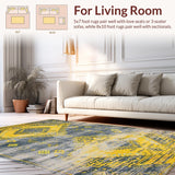 Ultra Soft Area Rug, Non Slip, Stain Resistant, Washable Area Rugs for Living Room, Bedroom, Elegant Vintage Tribal Motif(Yellow)